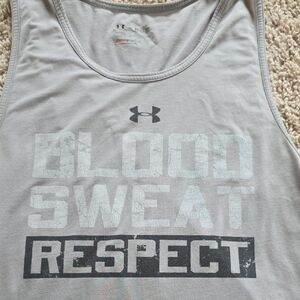 Under Armour Mens Project Rock Blood Sweat Respect Light Gray Graphic Tank XL